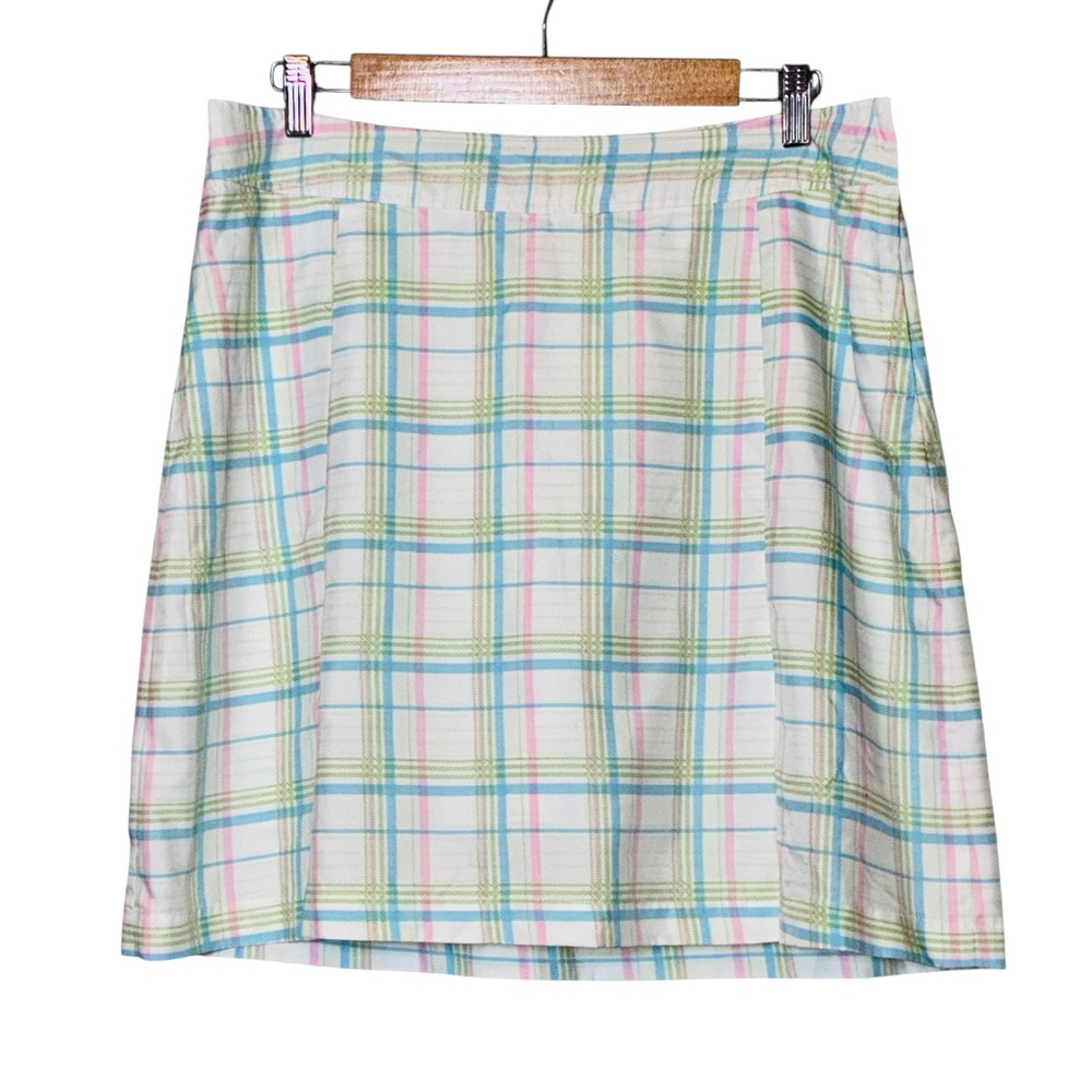 ATHLETA Pastel Plaid Golf Skort in White, Blue, Pink, Green SZ 14 Golf
